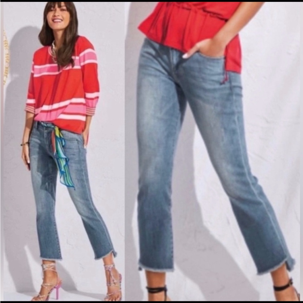 CAbi Hi Low Cropped jeans